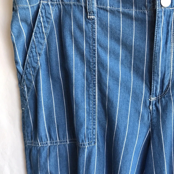 Seven7 wide leg crop pants vertical blue and white stripe, size 16 - Picture 5 of 12